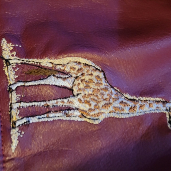 Maroon leather and suede jacket - Picture 7 of 8